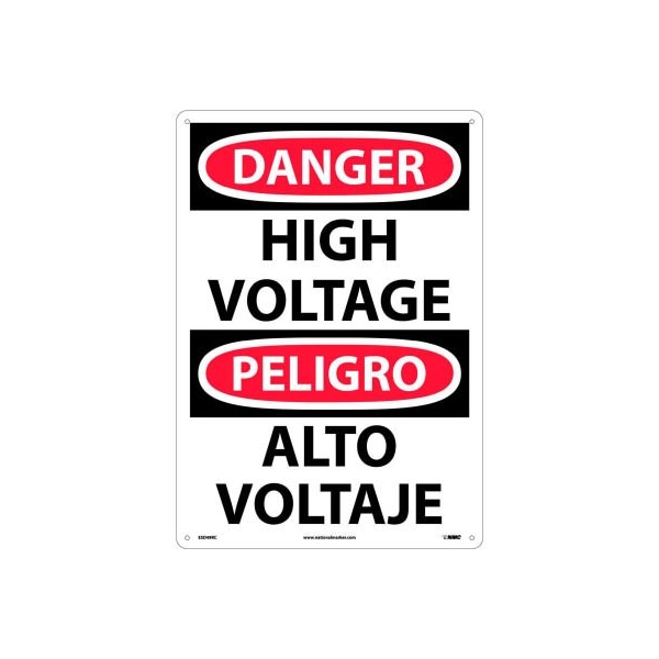 National Marker Co Bilingual Plastic Sign - Danger High Voltage ESD49RC - main